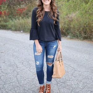 Blue Flare Arm Abercrombie & Fitch Top Size Small